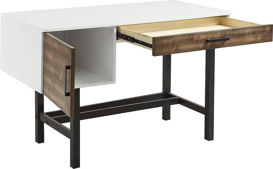 Olliix.com Desks - Kirtley Writing Desk With Drawer White & Brown