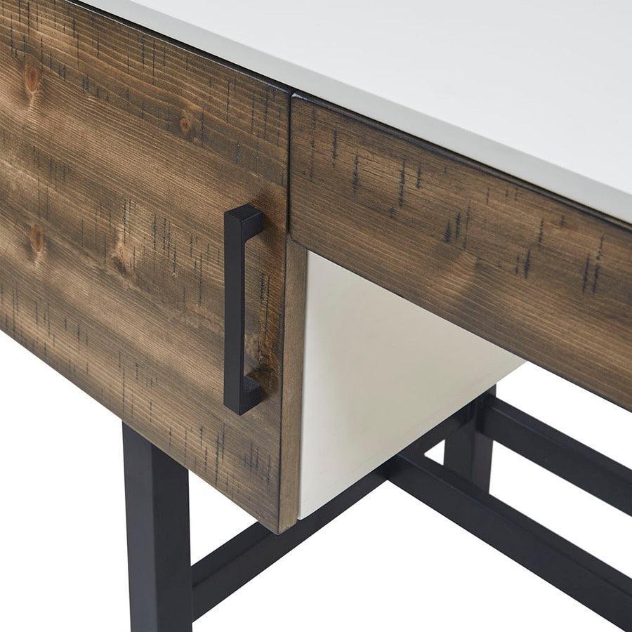 Olliix.com Desks - Kirtley Writing Desk With Drawer White & Brown