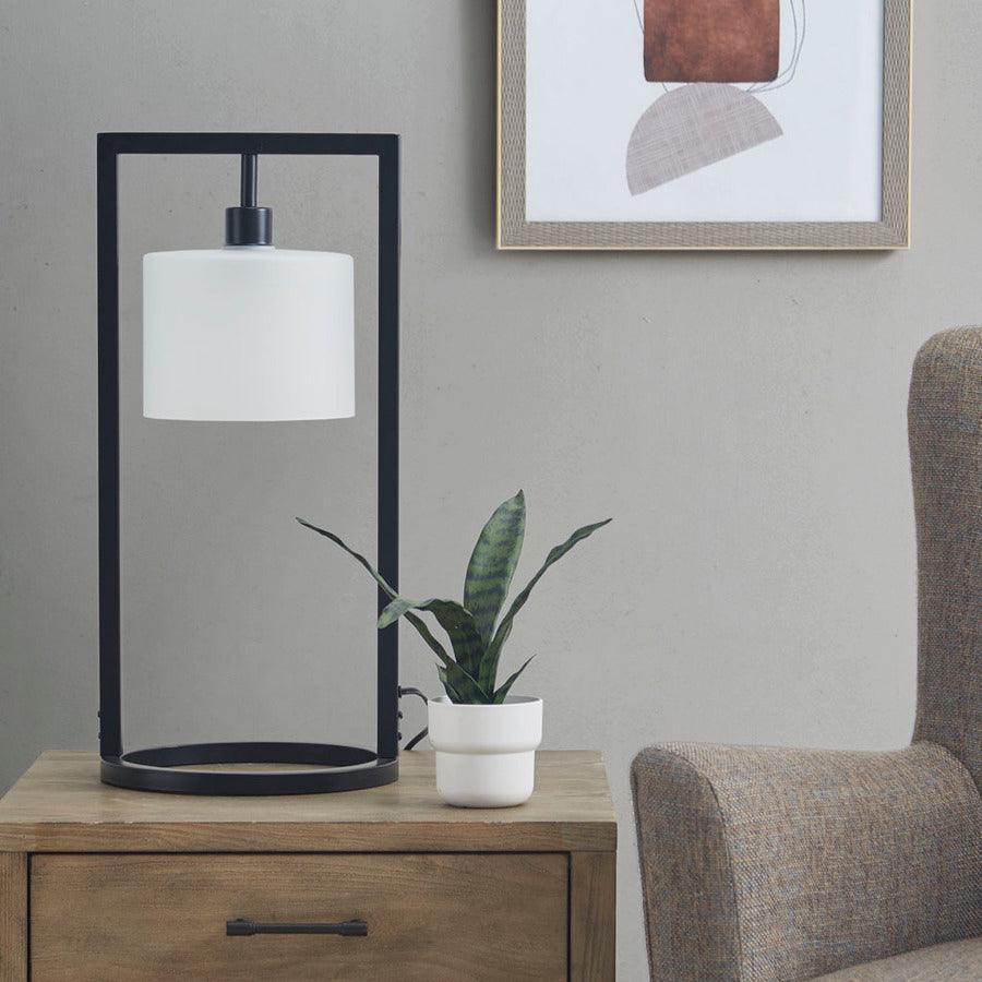 Olliix.com Table Lamps - Kittery Industrial Styled Table Lamp Black Base & Clear Shade