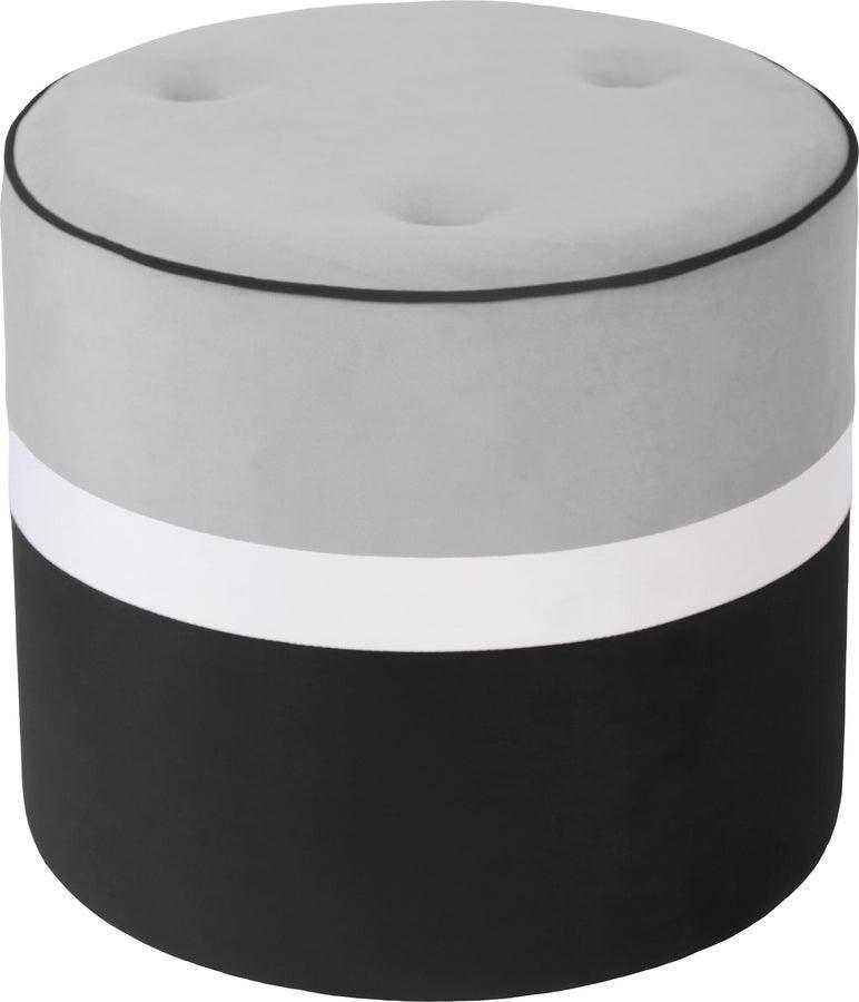 Tov Furniture Ottomans & Stools - Klondike Grey & Black Velvet Ottoman