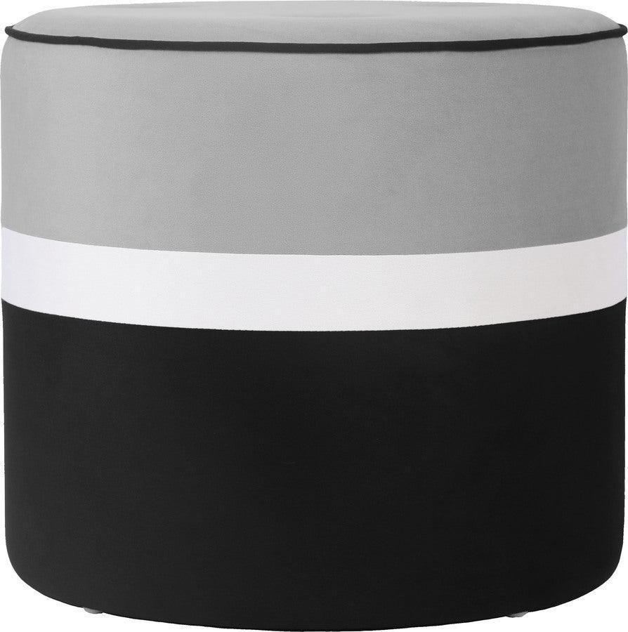 Tov Furniture Ottomans & Stools - Klondike Grey & Black Velvet Ottoman