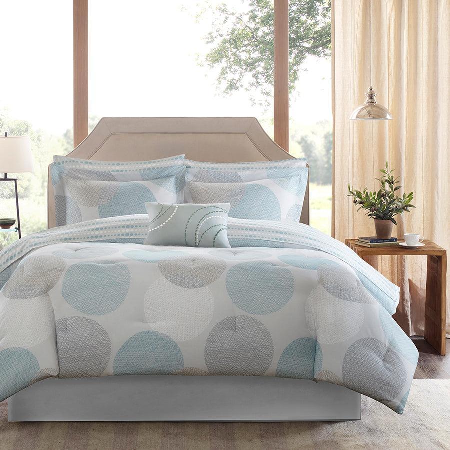 Olliix.com Comforters & Blankets - Knowles Complete Comforter and Cotton Sheet Set Aqua