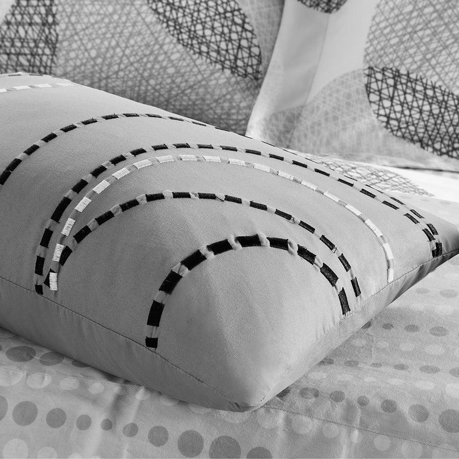 Olliix.com Comforters & Blankets - Knowles Glam Complete Comforter and Cotton Sheet Set Gray King