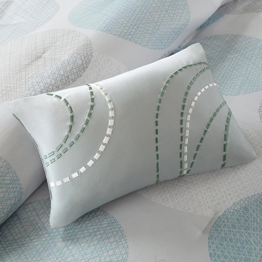 Olliix.com Comforters & Blankets - Knowles Modern Complete Comforter and Cotton Sheet Set Aqua Cal King