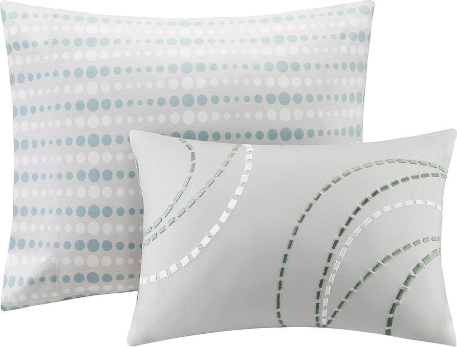 Olliix.com Comforters & Blankets - Knowles Modern Complete Comforter and Cotton Sheet Set Aqua Cal King