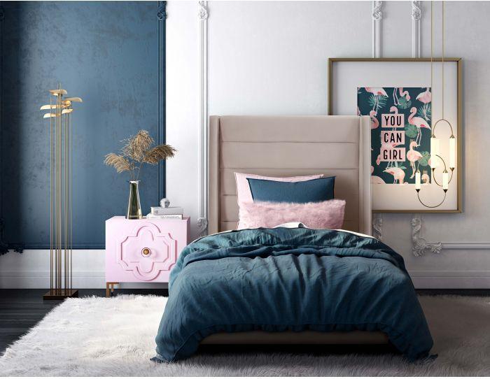 Tov Furniture Beds - Koah Blush Velvet Bed in Twin