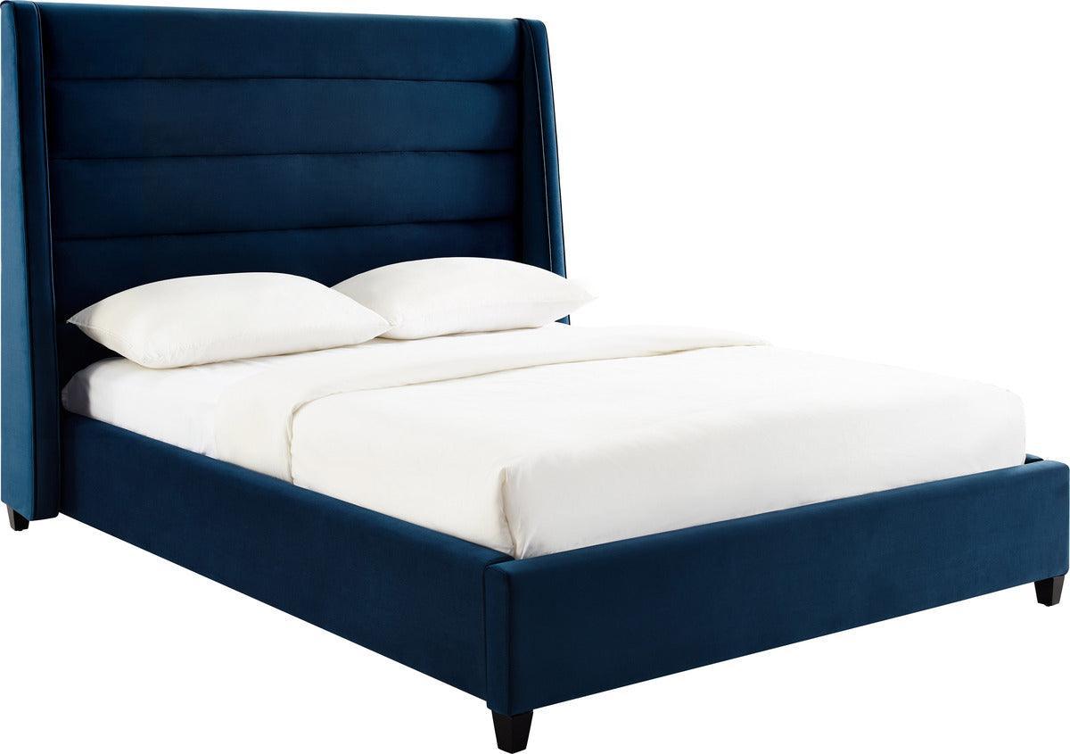 Tov Furniture Beds - Koah Navy Velvet Bed in King Navy