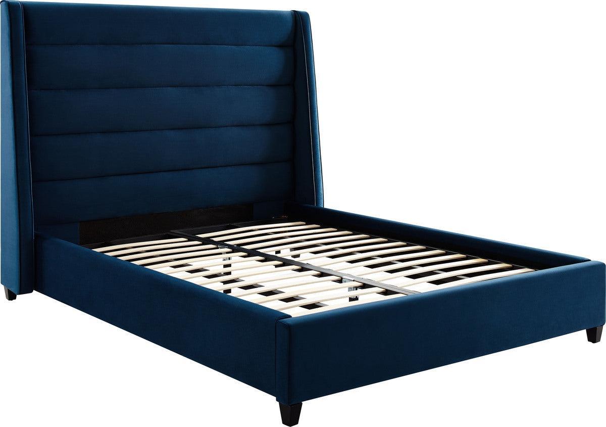 Tov Furniture Beds - Koah Navy Velvet Bed in King Navy