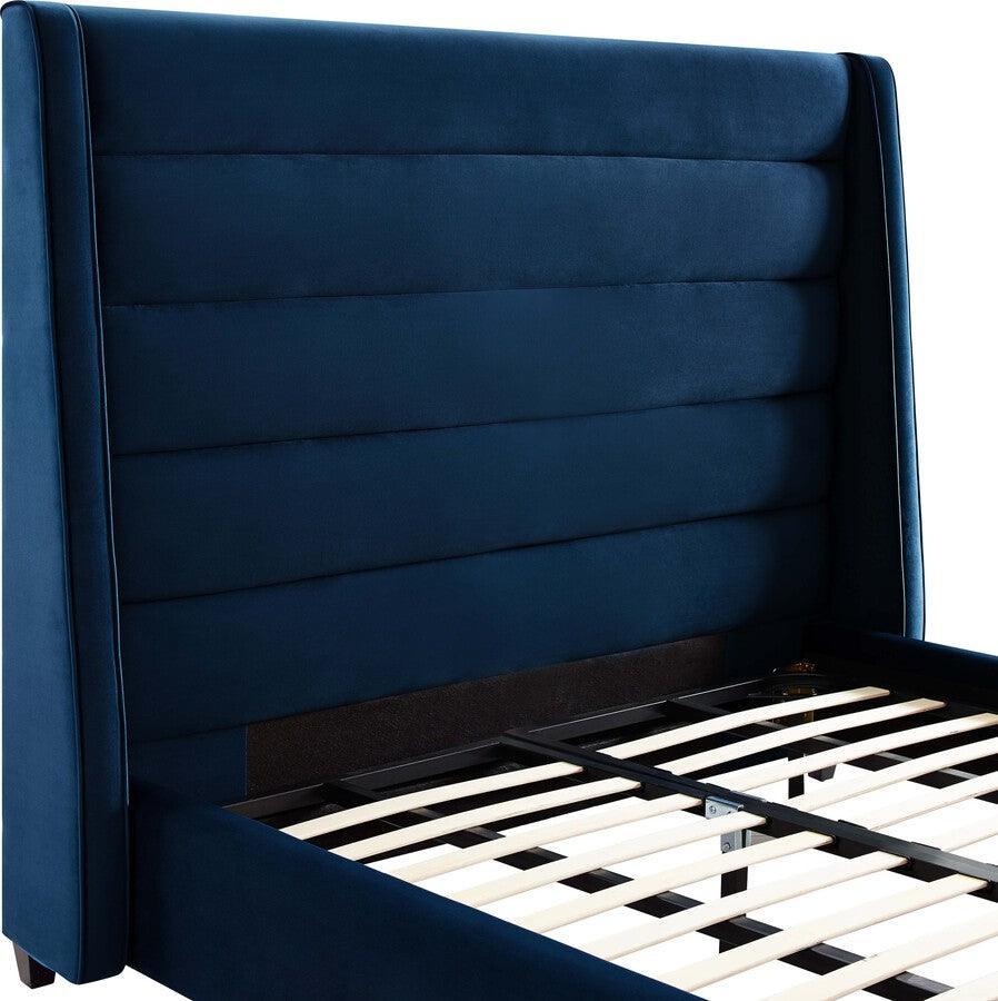 Tov Furniture Beds - Koah Navy Velvet Bed in King Navy