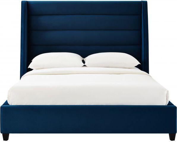Tov Furniture Beds - Koah Navy Velvet Bed in Queen