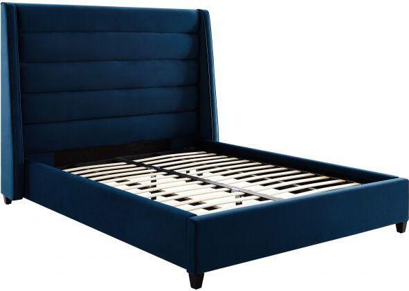Tov Furniture Beds - Koah Navy Velvet Bed in Queen