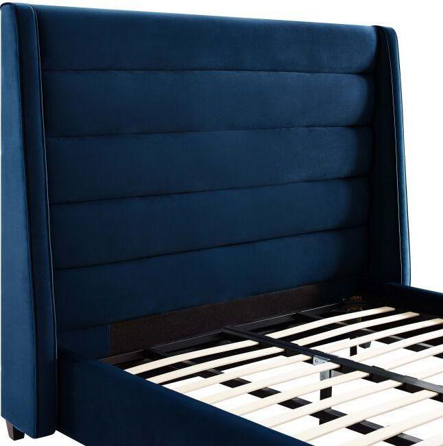 Tov Furniture Beds - Koah Navy Velvet Bed in Queen