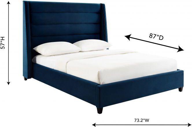Tov Furniture Beds - Koah Navy Velvet Bed in Queen