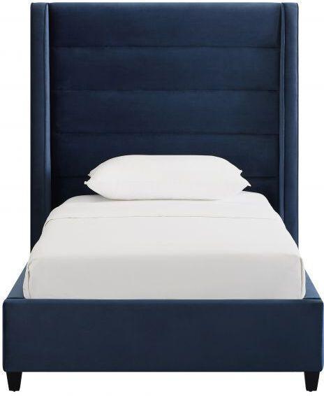 Tov Furniture Beds - Koah Navy Velvet Bed in Twin