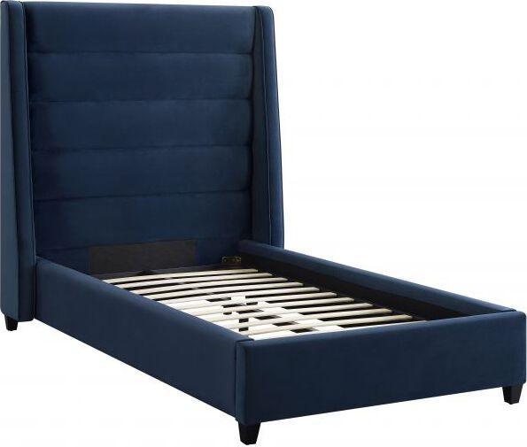 Tov Furniture Beds - Koah Navy Velvet Bed in Twin