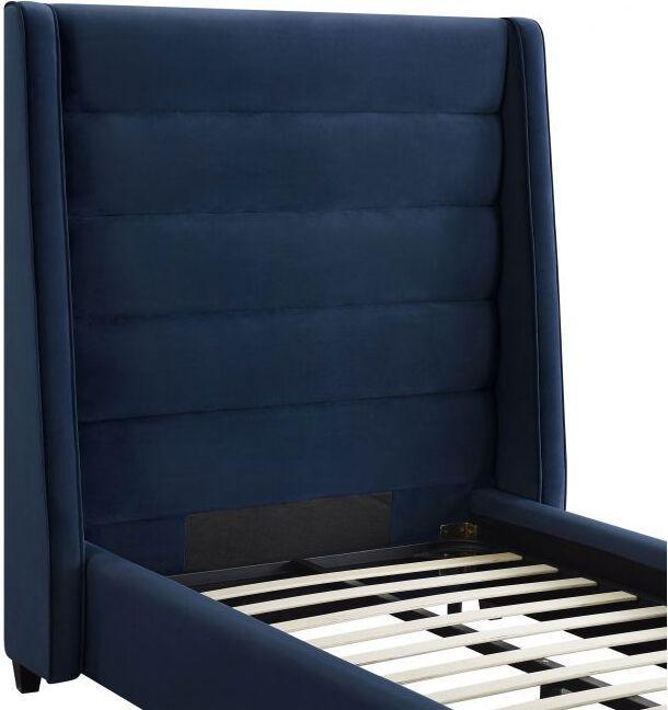 Tov Furniture Beds - Koah Navy Velvet Bed in Twin