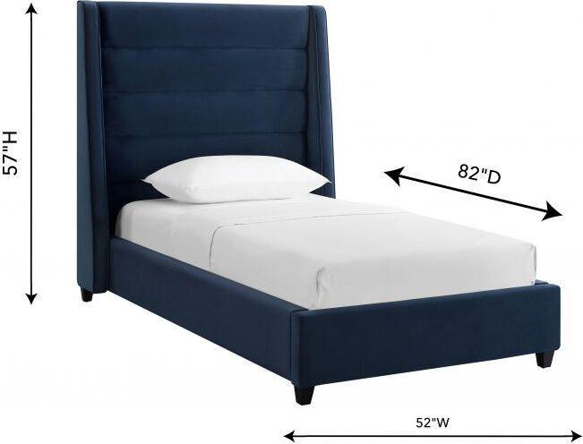 Tov Furniture Beds - Koah Navy Velvet Bed in Twin