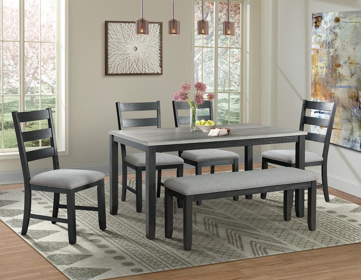 Elements Dining Sets - Kona Gray 6Pc Dining Set-Table, Four Chairs & Bench