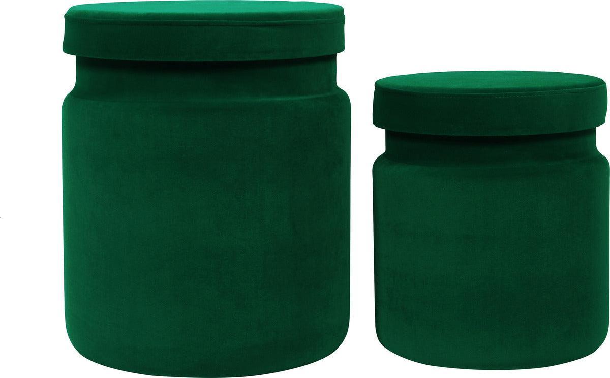 Tov Furniture Barstools - Kris Green Velvet Storage Ottomans - Set of 2 Green