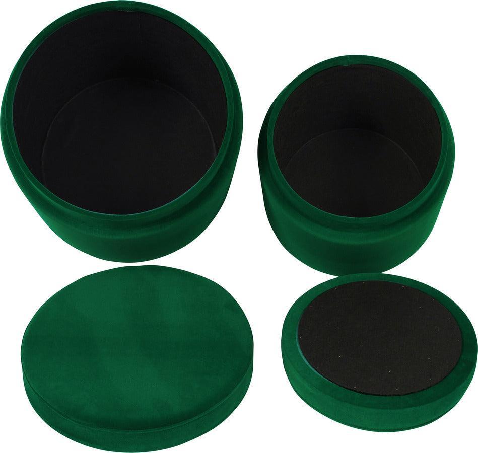 Tov Furniture Barstools - Kris Green Velvet Storage Ottomans - Set of 2 Green