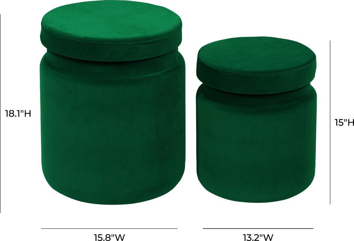 Tov Furniture Barstools - Kris Green Velvet Storage Ottomans - Set of 2 Green