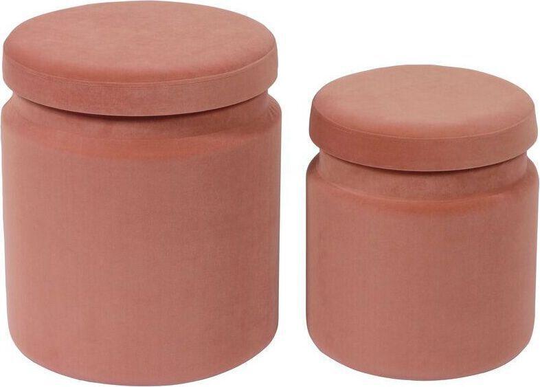 Tov Furniture Ottomans & Stools - Kris Velvet Storage Ottomans Salmon (Set of 2)