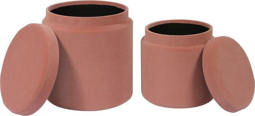 Tov Furniture Ottomans & Stools - Kris Velvet Storage Ottomans Salmon (Set of 2)