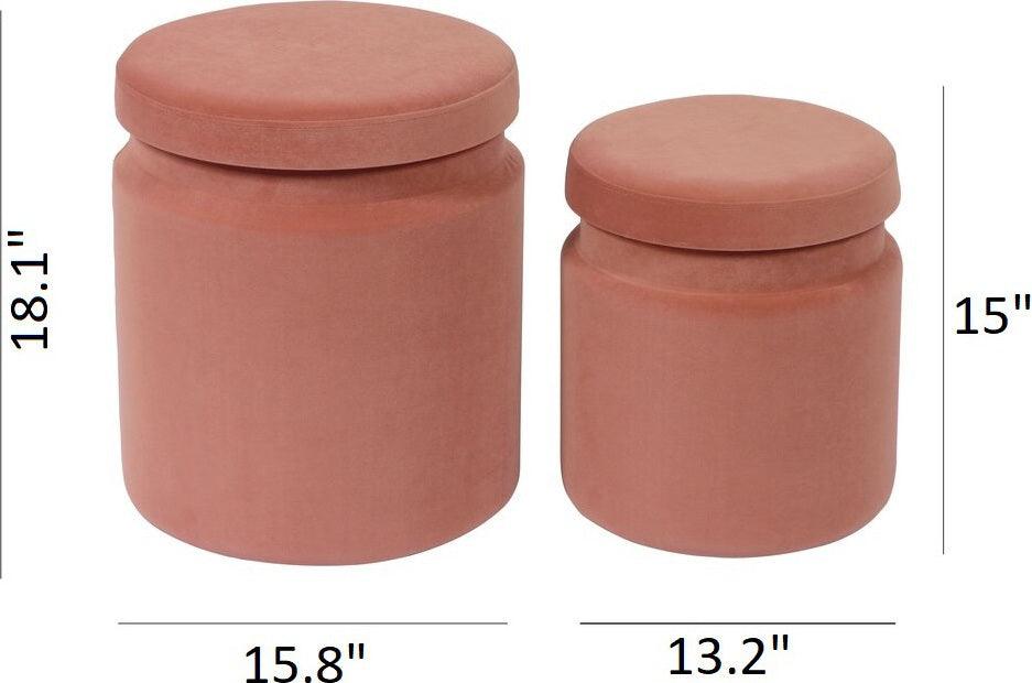 Tov Furniture Ottomans & Stools - Kris Velvet Storage Ottomans Salmon (Set of 2)