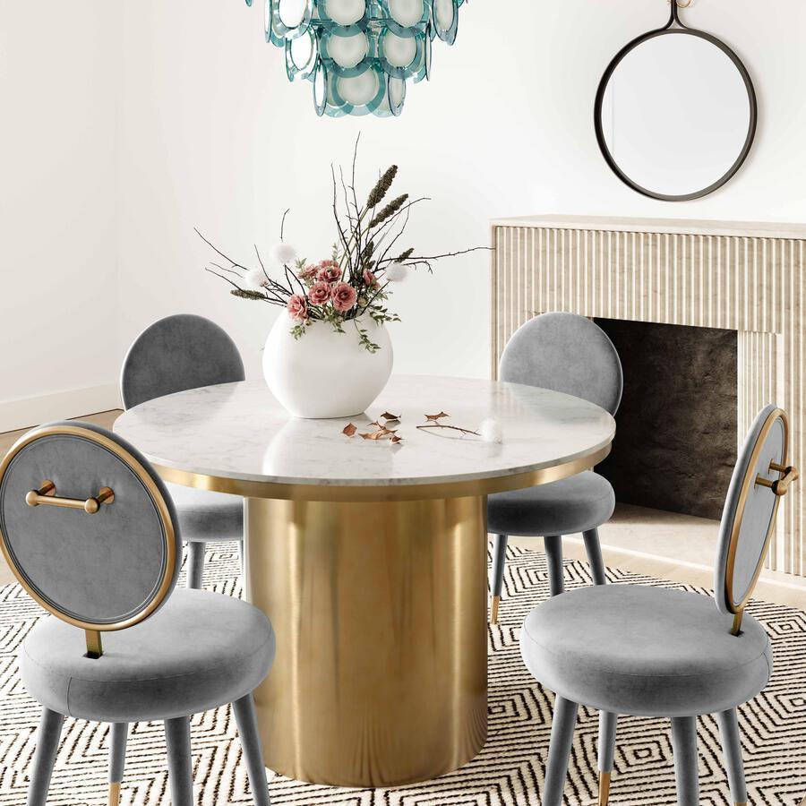 Tov Furniture Dining Chairs - Kylie Light Grey Velvet Dining Chair