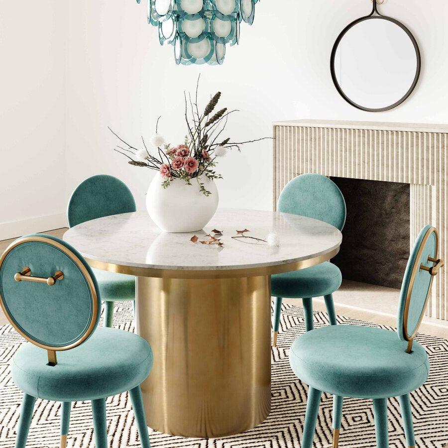 Tov Furniture Dining Chairs - Kylie Velvet Dining Chair Sea Blue