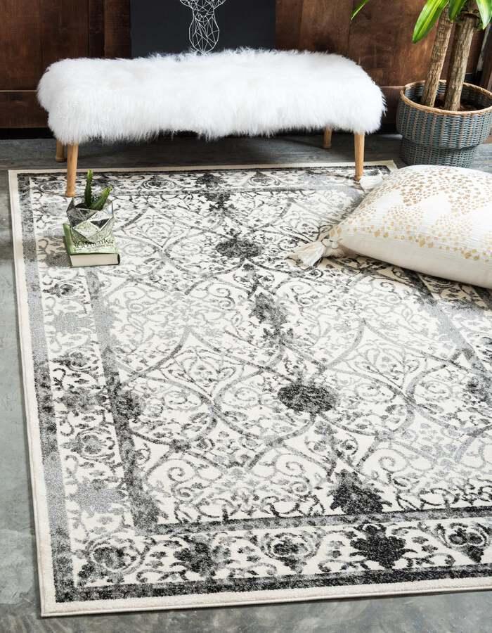 Unique Loom Indoor Rugs - La Jolla Farmhouse Palace Rectangular Rug Gray