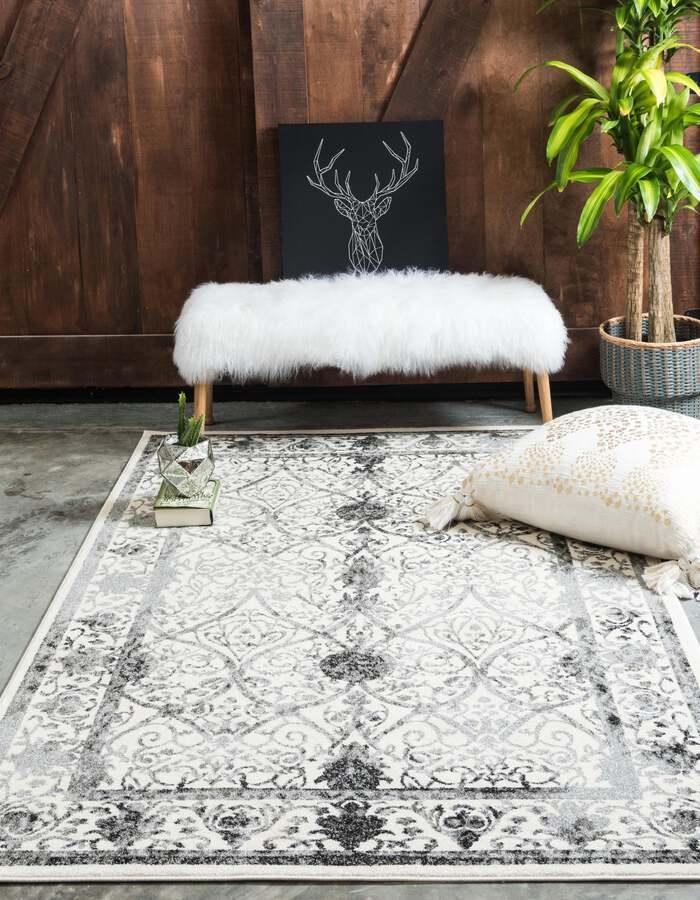 Unique Loom Indoor Rugs - La Jolla Farmhouse Palace Rectangular Rug Gray