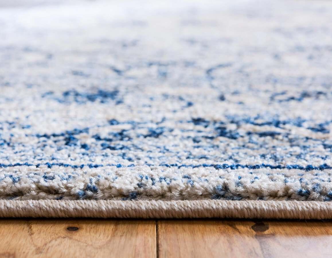 Unique Loom Indoor Rugs - La Jolla Floral Palace Blue & Ivory