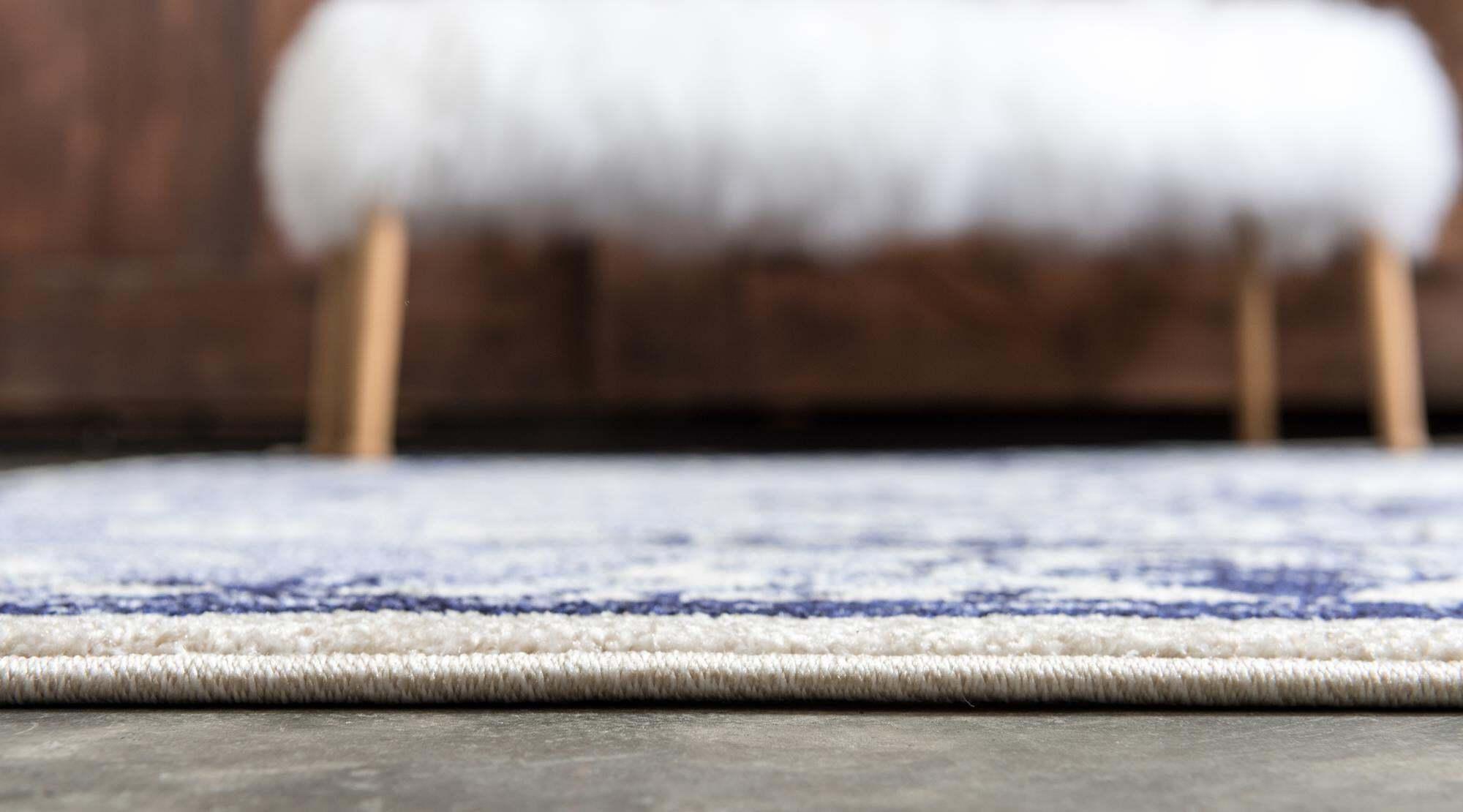 Unique Loom Indoor Rugs - La Jolla Floral Rectangular 8x10 Rug Blue & Ivory