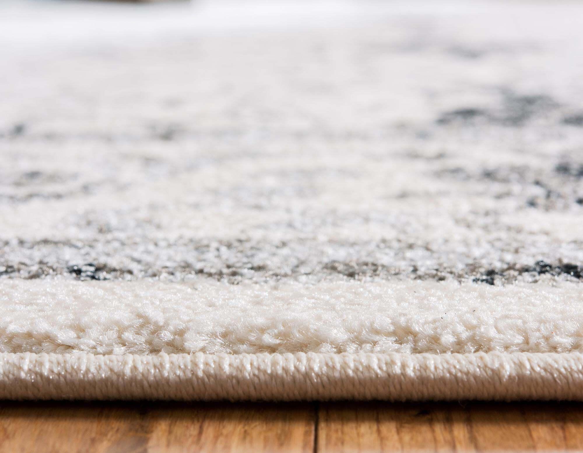 Unique Loom Indoor Rugs - La Jolla Floral Rectangular 9x12 Rug Gray & Ivory