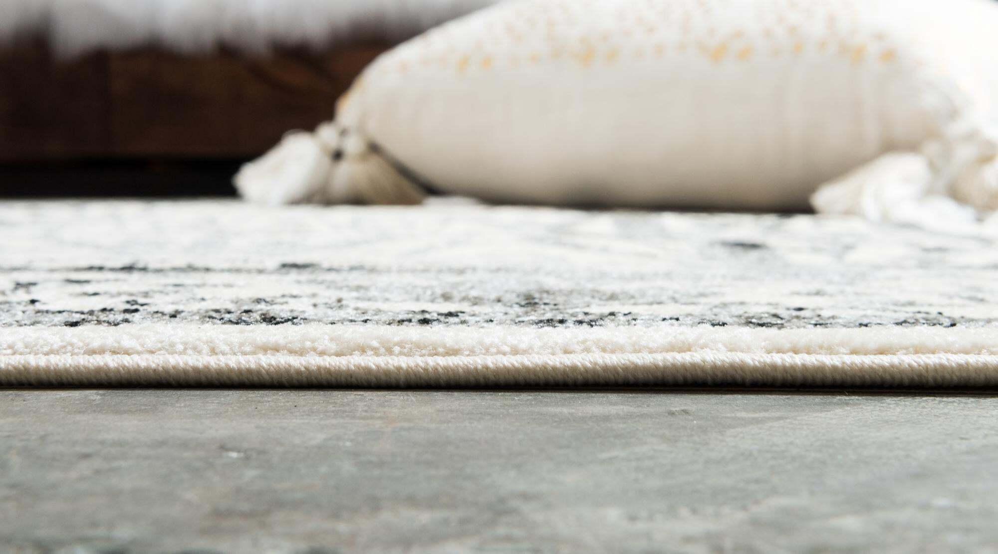 Unique Loom Indoor Rugs - La Jolla Floral Rectangular 9x12 Rug Gray & Ivory