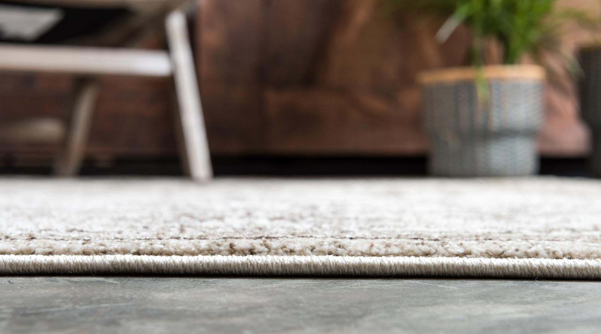 Unique Loom Indoor Rugs - La Jolla Floral Rectangular 9x12 Rug Ivory & Brown