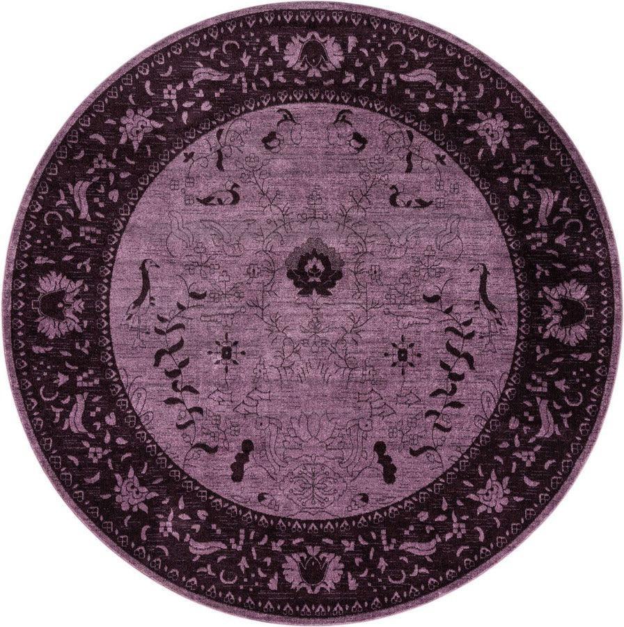 Unique Loom Indoor Rugs - La Jolla Modern 12 Ft Round Round Rug Violet