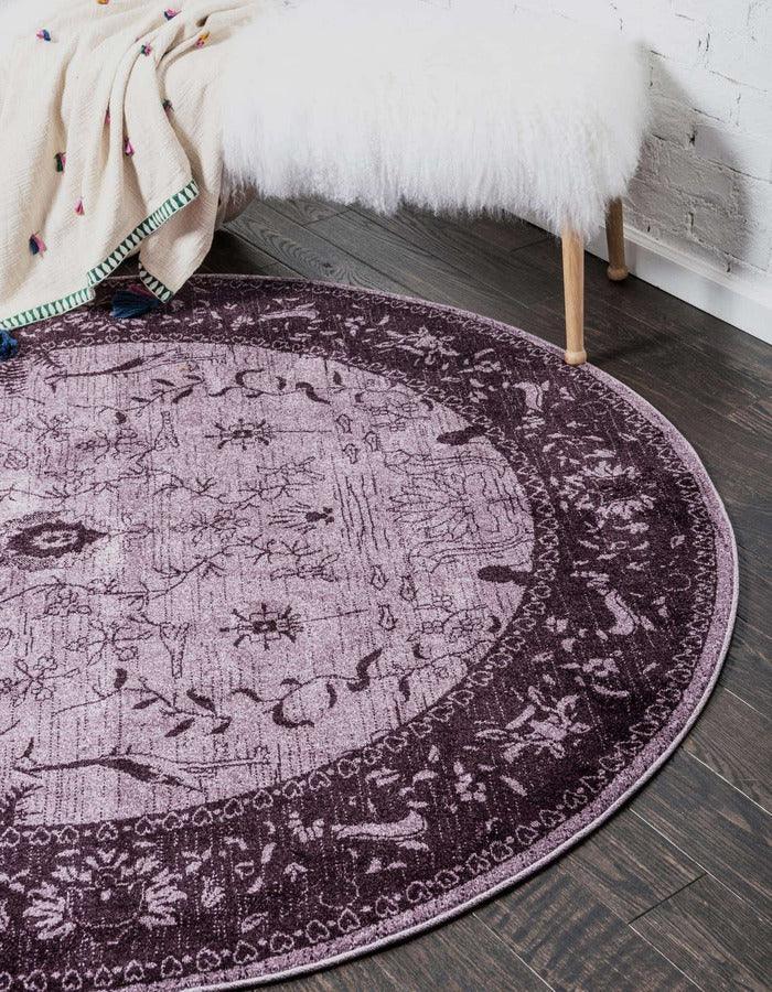 Unique Loom Indoor Rugs - La Jolla Modern 12 Ft Round Round Rug Violet