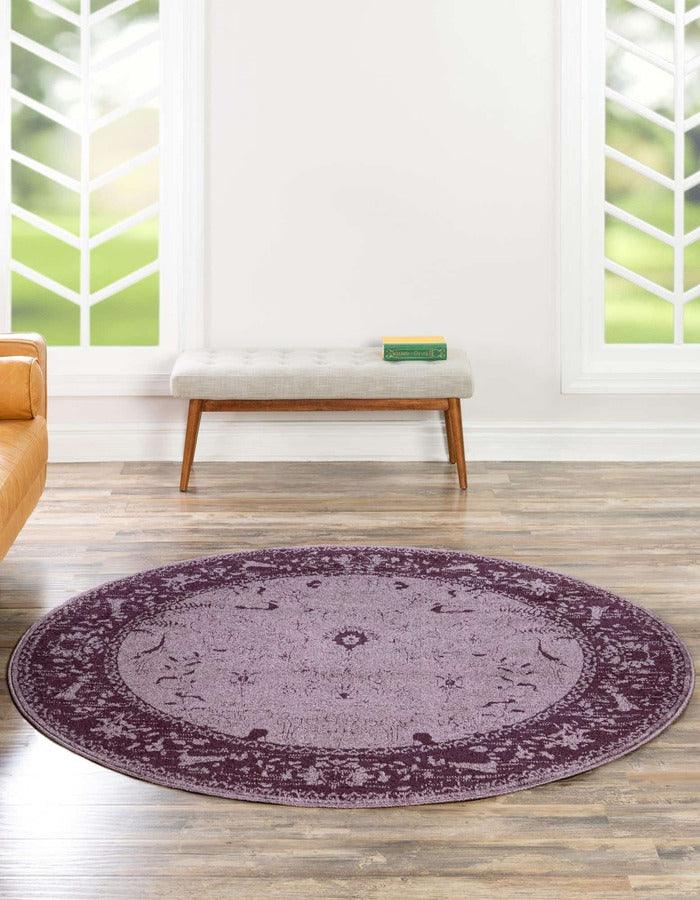 Unique Loom Indoor Rugs - La Jolla Modern 12 Ft Round Round Rug Violet