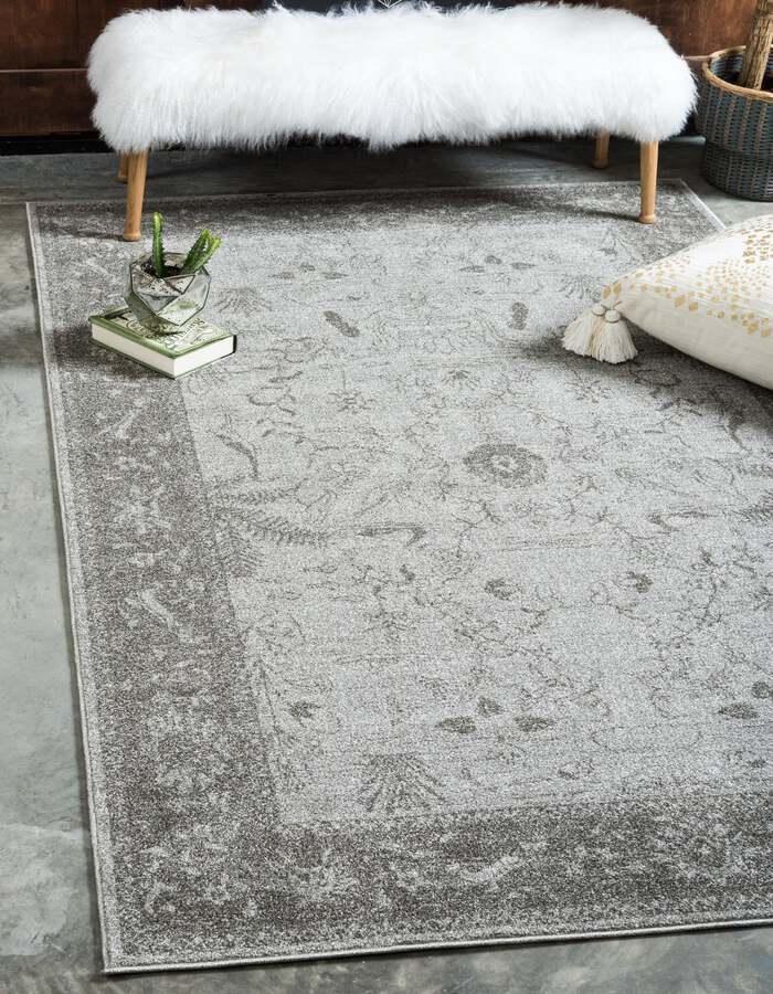 Unique Loom Indoor Rugs - La Jolla Modern Palace Rectangular Rug Light Gray