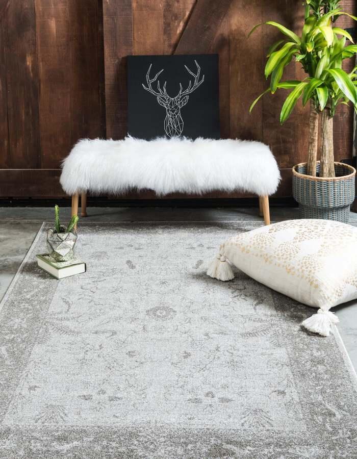 Unique Loom Indoor Rugs - La Jolla Modern Palace Rectangular Rug Light Gray
