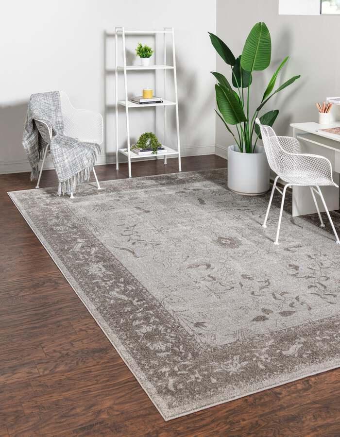 Unique Loom Indoor Rugs - La Jolla Modern Palace Rectangular Rug Light Gray
