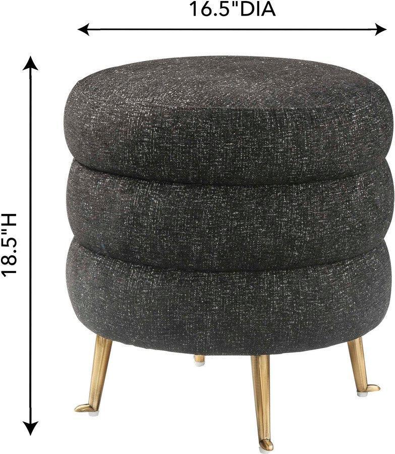 Tov Furniture Ottomans & Stools - Ladder Black Tweed Ottoman Black