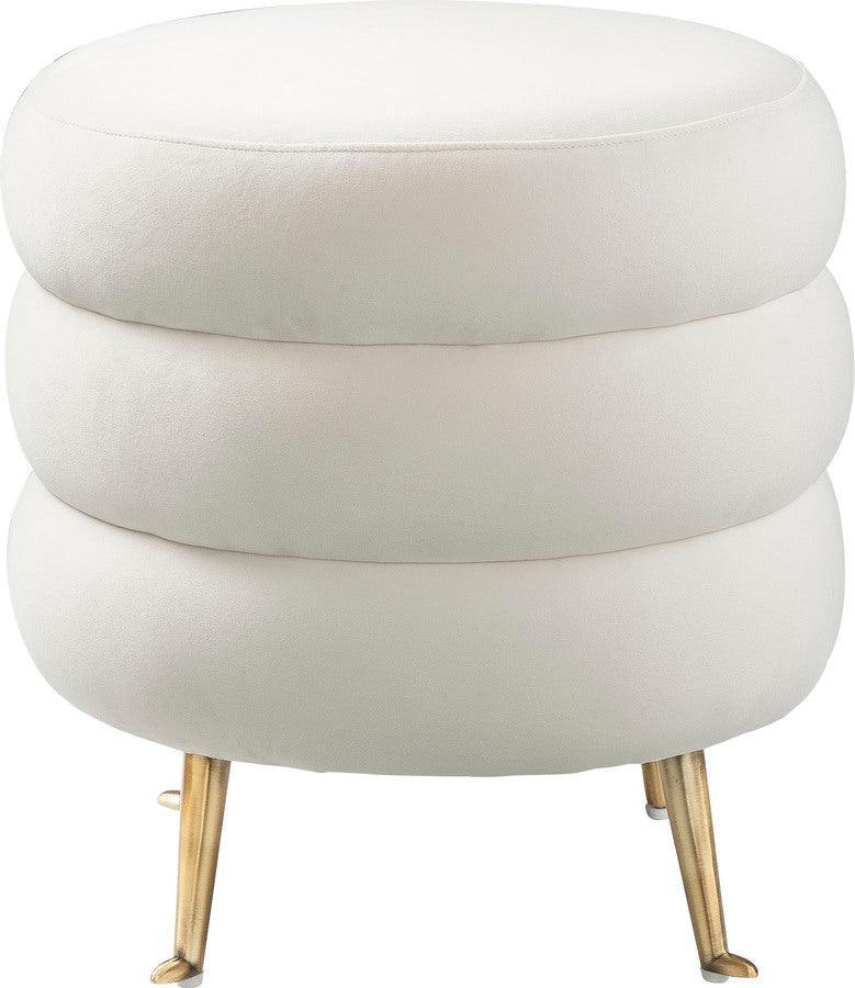 Tov Furniture Ottomans & Stools - Ladder Cream Velvet Ottoman Cream