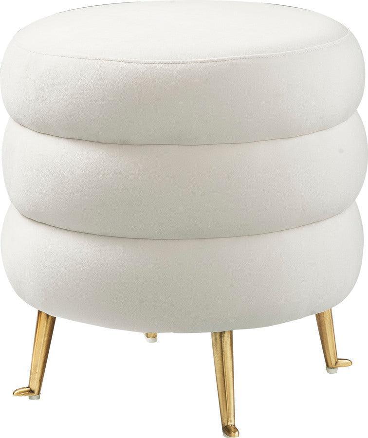 Tov Furniture Ottomans & Stools - Ladder Cream Velvet Ottoman Cream