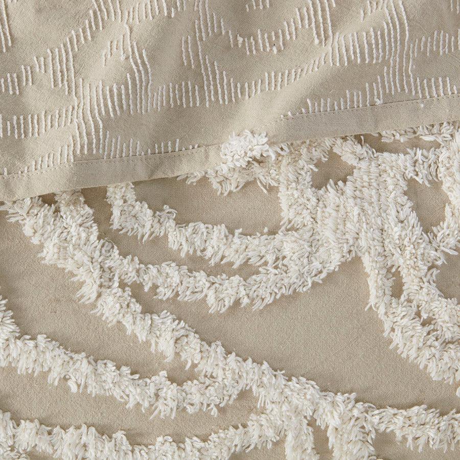 Olliix.com Comforters & Blankets - Laetitia King/California King Tufted Cotton Chenille Medallion Fringe Coverlet Mini Set Taupe