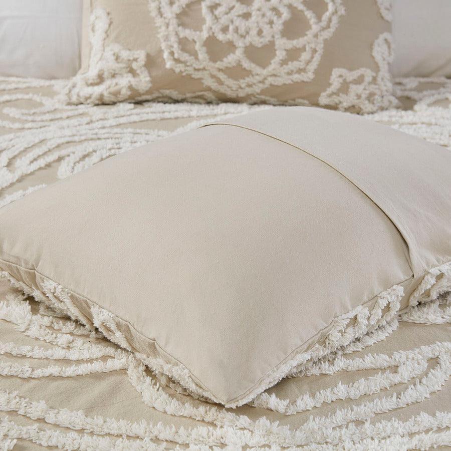Olliix.com Comforters & Blankets - Laetitia King/California King Tufted Cotton Chenille Medallion Fringe Coverlet Mini Set Taupe