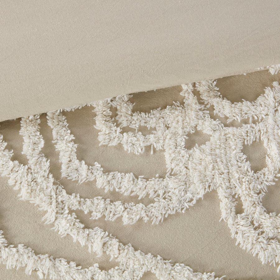 Olliix.com Duvet & Duvet Sets - Laetitia Shabby Chic Tufted Cotton Chenille Medallion Duvet Cover Set Full/Queen Taupe