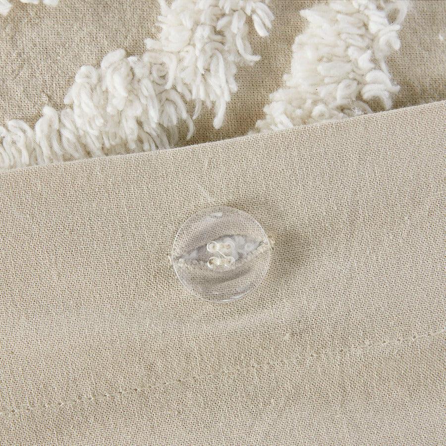 Olliix.com Duvet & Duvet Sets - Laetitia Shabby Chic Tufted Cotton Chenille Medallion Duvet Cover Set Full/Queen Taupe